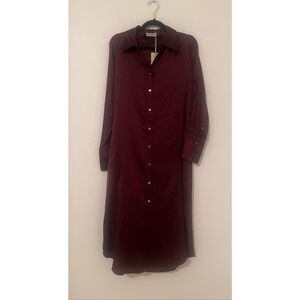 Ramy Brook Victoria Stretch Silk Tie-Waist Shirtdress NEW NWT